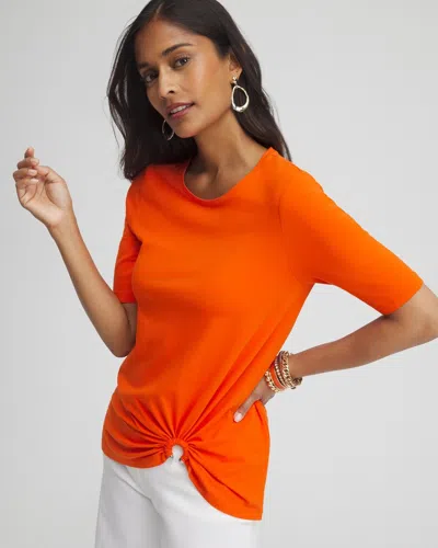 Chico's Touch Of Cool Hardware Detail Tee In Valencia Orange Size 16/18 |  In Blood Orange