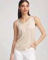 Chico's Touch Of Cool Jersey & Satin Tank Top In Neutral