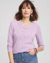 Chico's Touch Of Cool™ Lace Neck Layering Tee In Purple Size 12/14 |  In Charmed Violet