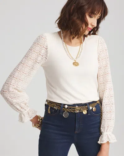 Chico's Touch Of Cool™ Lace Sleeve Tee In English Cream Size 20/22 |