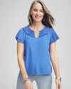 Chico's Touch Of Cool™ Layered Pleated Flutter Tee In Blue Size 20/22 |  In Blue Pearl