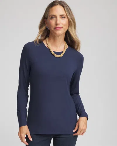 Chico's Touch Of Cool Layering Tee In Blue
