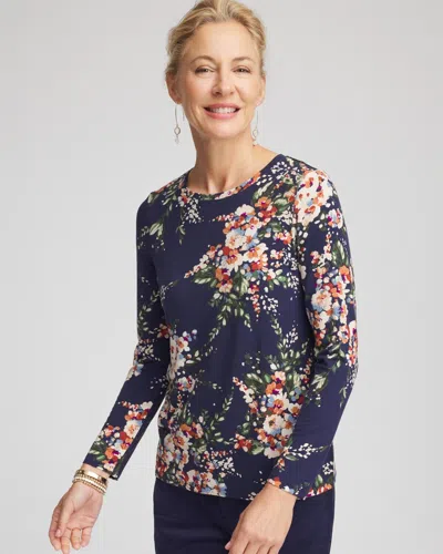 Chico's Touch Of Cool Layering Tee In Blue