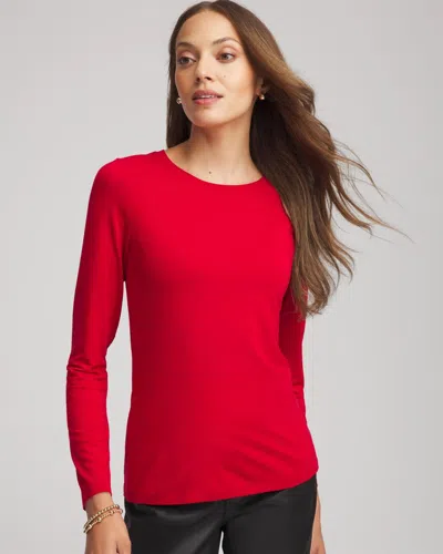 Chico's Touch Of Cool Layering Tee In Carmine Red