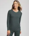 Chico's Touch Of Cool Layering Tee In Darkest Spruce In Green