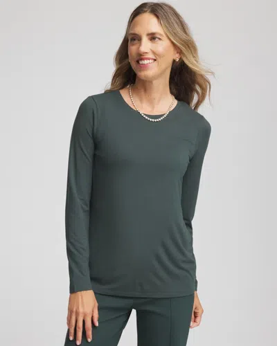 Chico's Touch Of Cool Layering Tee In Darkest Spruce In Green