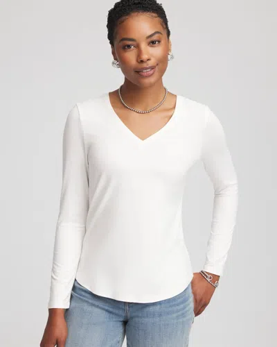 Chico's Touch Of Cool Layering Tee In White In Sand