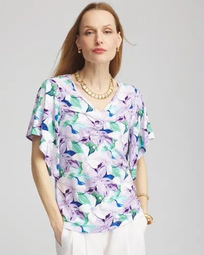 Chico's Touch Of Cool Lily Handkerchief-sleeve V-neck Tee In Purple