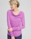 Chico's Touch Of Cool Long-sleeved Cowlneck Tee In Gooseberry In Animal Print
