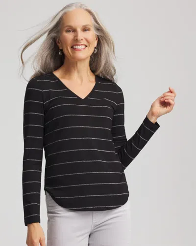 Chico's Touch Of Cool Lurex Layering Tee In Black