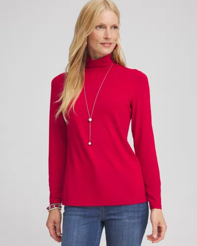 Chico's Touch Of Cool™ Mock Neck Layering Tee In Size 16/18 |  In Red Allure