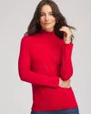 Chico's Touch Of Cool Mockneck Layering Tee In Carmine Red In Red
