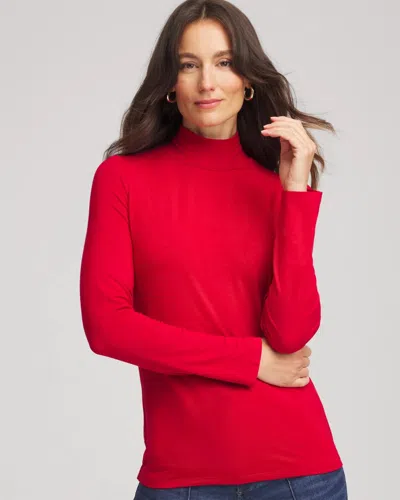 Chico's Touch Of Cool Mockneck Layering Tee In Carmine Red