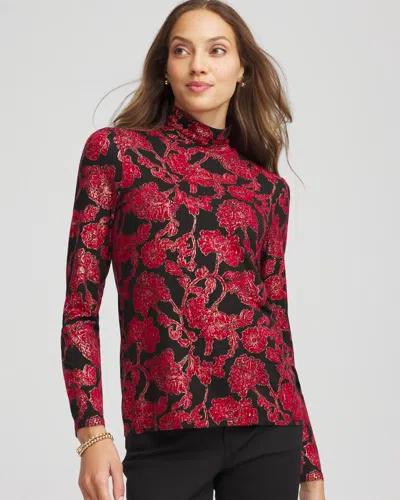 Chico's Touch Of Cool Mockneck Layering Tee In Carmine Red