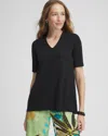 CHICO'S TOUCH OF COOL MODERN TUNIC TOP IN BLACK SIZE 0/2 | CHICO'S