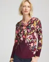 Chico's Touch Of Cool Paisley Cowl Neck Tee In Deep Chianti In Burgundy