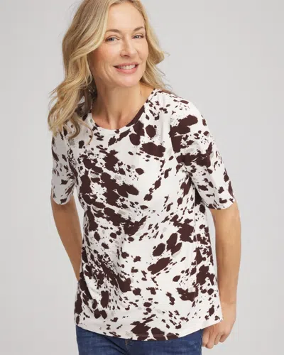 Chico's Touch Of Cool Pampas Pony Tee In White In Sand
