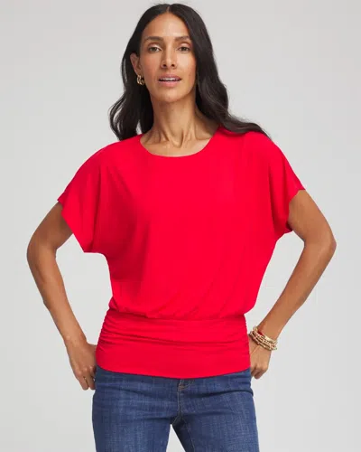 Chico's Touch Of Cool Ruched Banded Hem Top In