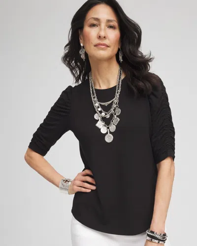 Chico's Touch Of Cool™ Ruched Sleeve Tee In Black Size 8/10 |