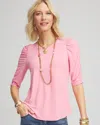 Chico's Touch Of Cool™ Ruched Sleeve Tee In Sunset Dunes Size 20/22 |  In Sunset Dunes