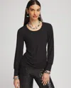 Chico's Touch Of Cool™ Shirred Layering Tee In Black Size 20/22 |  In Black
