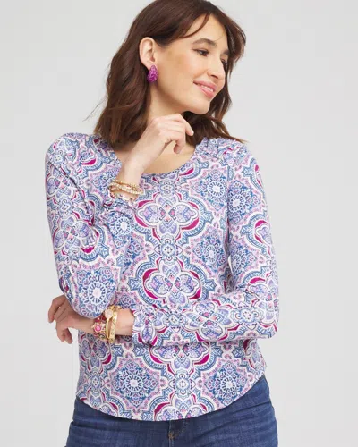 Chico's Touch Of Cool™ Shirred Shoulder Blouse In Purple Size 20/22 |  In Purple Clover