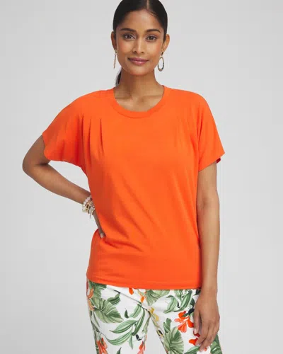 Chico's Touch Of Cool Shoulder Detail Tee In Valencia Orange Size 20/22 |  In Blood Orange