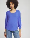 CHICO'S TOUCH OF COOL SMOCK SLEEVE TEE IN PURPLE NIGHTSHADE SIZE XS | CHICO'S