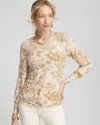 Chico's Touch Of Cool™ Snake Shirred Layering Tee In English Cream Size 8/10 |  In English Cream