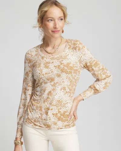Chico's Touch Of Cool™ Snake Shirred Layering Tee In English Cream Size 8/10 |
