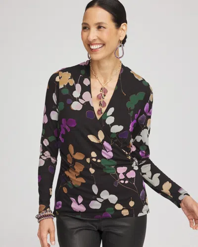 Chico's Touch Of Cool™ Sprigs Surplice Top In Black Size 16/18 |
