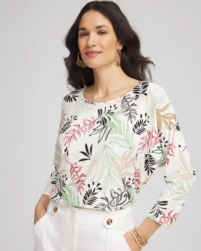 Chico's Touch Of Cool Tapered Top In White In Sand