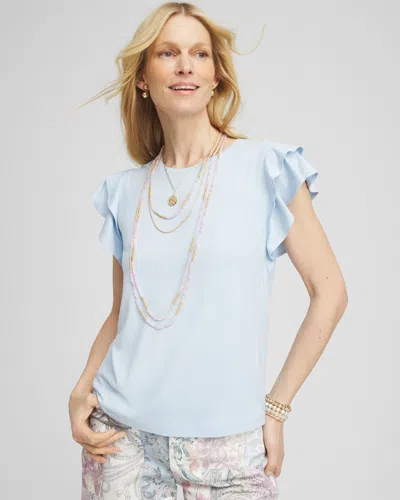 Chico's Touch Of Cool™ Tiered Flutter Sleeved Tee In Crystal Springs Size 20/22 |
