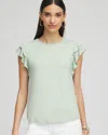 Chico's Touch Of Cool™ Tiered Flutter Sleeved Tee In Moroccan Mint Size 20/22 |  In Moroccan Mint