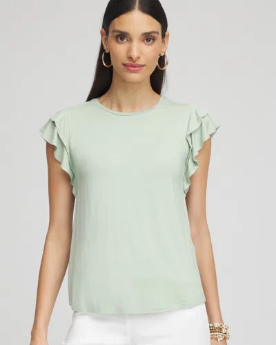 Chico's Touch Of Cool™ Tiered Flutter Sleeved Tee In Moroccan Mint Size 20/22 |