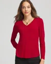Chico's Touch Of Cool V-neck Layering Tee In Carmine Red In Red