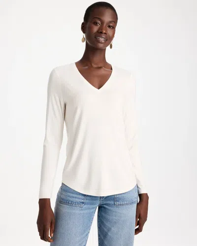 Chico's Touch Of Cool V-neck Layering Tee In Soft Ivory