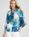 Chico's Touch Of Cool™ Watercolor Angel-sleeved Tee In Blue Size 12/14 |  In Passport Blue