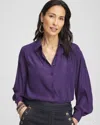 Chico's Trapunto Shoulder Blouse In Purple Size 4 |  In Midnight Violet