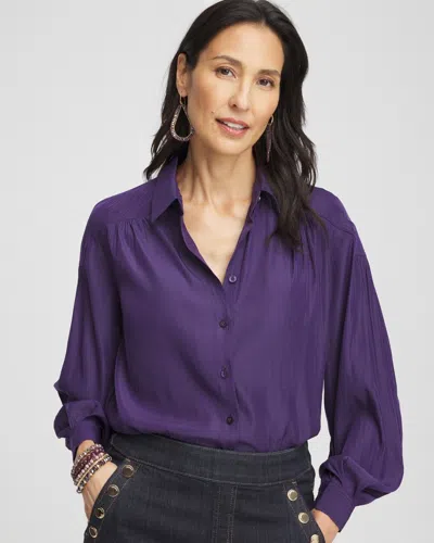 Chico's Trapunto Shoulder Blouse In Purple Size 4 |  In Midnight Violet