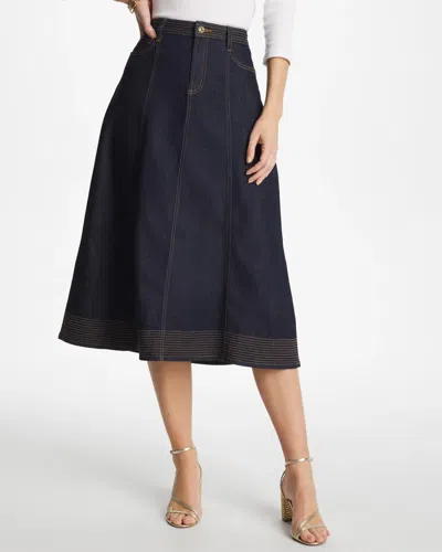 Chico's Trapunto Stitch Skirt In Cedar Rinse In Blue
