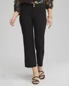 Chico's Trapunto Straight Leg Cropped Pants In Black In Black