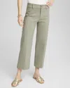 Chico's Trapunto Straight Leg Cropped Pants In Green In Green