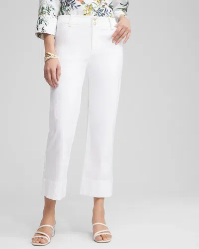 Chico's Trapunto Straight Leg Cropped Pants In White
