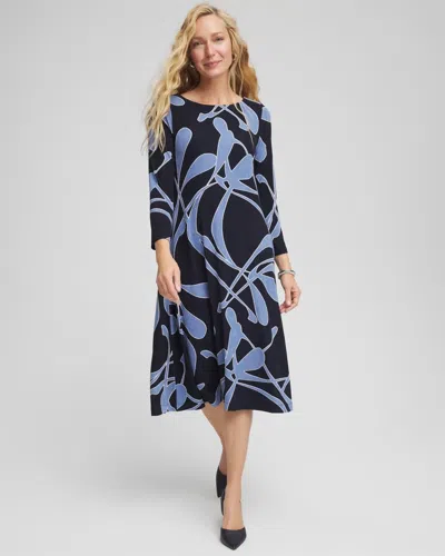 Chico's Travelers™ Abstract Midi Dress In Blue