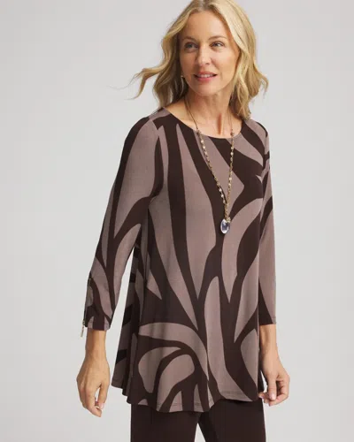 Chico's Travelers Animal Print Journey Top In Brown