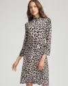 Chico's Travelers Animal-print Mockneck Midi Dress In Deep Taupe In Animal Print