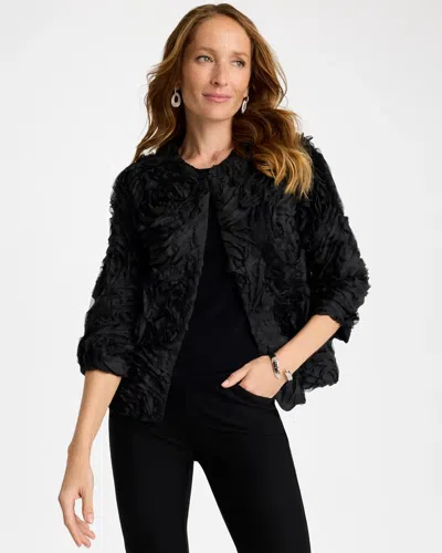 Chico's Travelers™ Artisanal 3d Floral Jacket In Black