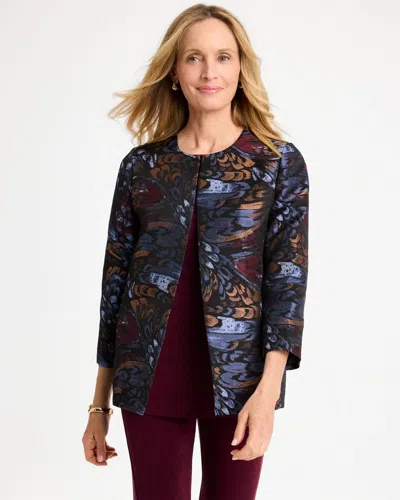 Chico's Travelers™ Artisanal Jacquard Jacket In In Deep Merlot
