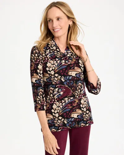 Chico's Travelers™ Artisanal Shawl-collar Tunic In In Deep Merlot